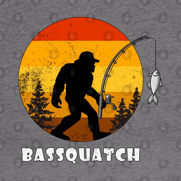 Bassquatch Funny Fishing Sasquatch Bigfoot Retro by Jose Luiz Filho
